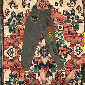 Aviator Nation Gray Hoodie with Rainbow Logo